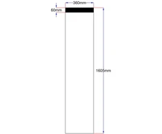 Dušo kabinos šoninis stiklas 360x1605 mm pilkas