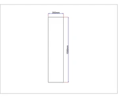 Dušo kabinos šoninis stiklas tiesus 350x1500 mm pilkas