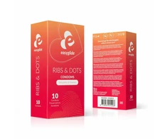 EasyGlide Ribbed &amp; Dotted Anatomical Condoms 10-Pack Transparent
