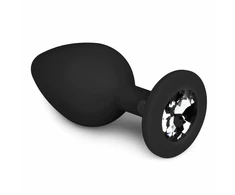 EasyToys Diamond Plug Medium Juodas - Silicone Intimate Priedas with Crystal Base