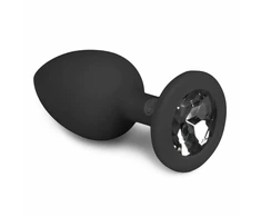 EasyToys Diamond Silicone Plug Small Juodas - Elegant Jewel Base Priedas