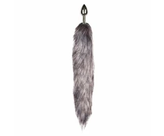 EasyToys Metal Plug with Faux Fox Tail - Sidabrinis &amp; Pilkas, Medium Size