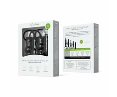 EasyToys Silicone Anal Plug Set with Vibrating Bullet - Juodas, 4 Sizes