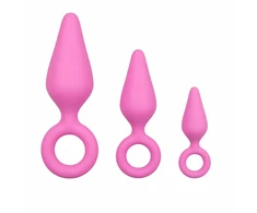 EasyToys Silicone Intimate Plug Set Rožinė - 3 Sizes, Pull Ring Handle