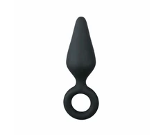 EasyToys Silicone Juodas Plug with Pull Ring - Small, Ergonomic Design
