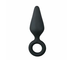 EasyToys Silicone Plug Medium with Pull Ring - Juodas, Ergonomic Design
