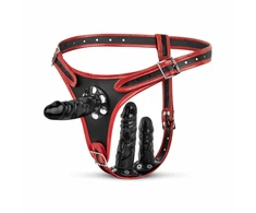 Fetish Collection Triple Harness System Adjustable Juodas/Raudona 54-106cm