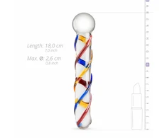 Gildo Glass Intimate Device No. 10 - Transparent with Color Stripes, Medium Size