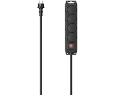 Hama Ogrodowa, Budowlana, 4 gniazda SCHUKO, juoda, 4m, 3680W, IP44