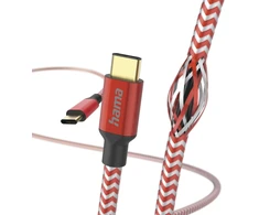 HAMA KABELIS ŁADUJĄCY/DATA “REFLECTED“, USB Type-C - USB Type-C 1,5m, RAUDONA