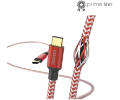 HAMA KABELIS ŁADUJĄCY/DATA “REFLECTED“, USB Type-C - USB Type-C 1,5m, RAUDONA
