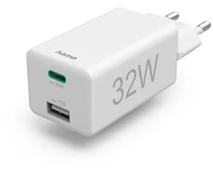 Hama kroviklis jungiama į tinklą mini 32W PD/QC 1x USB-C, 1x USB-A balta