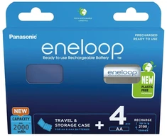 Įkraunamos baterijos PANASONIC ENELOOP AA 2000 mAh 4 vnt + langelis