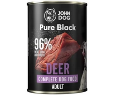 John Dog Pure Juodas dorosły jeleń šlapias Maistas šunims 400g