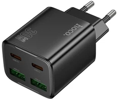 Įkroviklis Hoco N56 30W GaN 2xUSB-C/2xUSB-A juodas