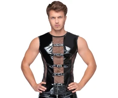 Juodas Level Vinyl Sleeveless Shirt M - Bi-Elastic, Mesh Inserts