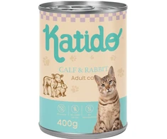 KATIDO Calf with rabbit – šlapias kačių maistas – 400g