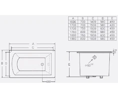 Ketinė vonia ELITE 160x70x45