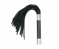 Kiotos Flogger with Metal Handle - Durable Faux Leather, Juodas, 45 cm
