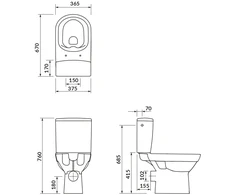 Klozetas Cersanit Compact 601 CITY NEW 010 su lėtu dangčiu