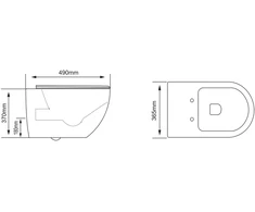 Klozetas pakabinamas FOCUS 391 RIMLESS