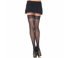 Leg Avenue Hosiery Leg Avenue Fishnet Thigh Highs Juodas Swirl Seam O/S