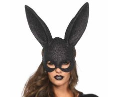 Leg Avenue Glitter Masquerade Rabbit Mask - Shimmering Juodas Costume Priedas