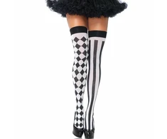 Leg Avenue Europe Leg Avenue Harlequin Diamond Thigh-High Socks Juodas/Baltas One Size