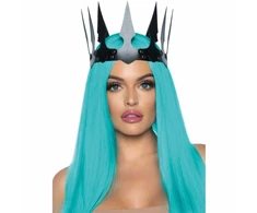 Leg Avenue Europe Leg Avenue Maleficent Synthetic Leather Crown with Studs Juodas - Adjustable
