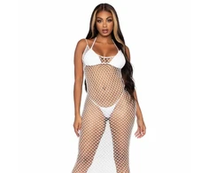 Leg Avenue Accessories Leg Avenue Maxi Dress Woven Twist Net, Backless, One Size, Baltas