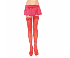 Leg Avenue Hosiery Leg Avenue Raudona Nylon Tights with Lace Top - One Size, Elegant Finish