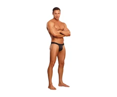 Male Power Ultimate Duo Micro G-String L/XL Juodas with Raudona Ring