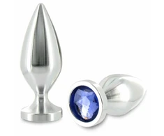 Metal Hard Aluminum Intimate Plug with Decorative Crystal Medium 8.9cm