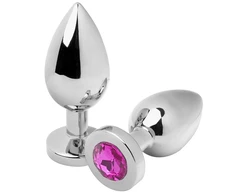 Metal Hard Steel Plug Rožinė Crystal Medium 7.6 cm Hypoallergenic Finish