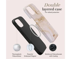 Dėklas MIO Gold Marble Magsafe Compatible for iPhone 15 Pro