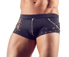 NEK Men's Juodas Mesh Pants M with Chain &amp; Front Zip, Stretch Fabric