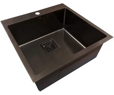 Nerūdijančio plieno plautuvė D5050H Juodas su sifonu 1.0 mm
