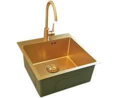 Nerūdijančio plieno plautuvė D5151HG GOLD su sifonu