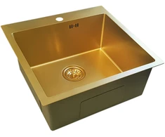 Nerūdijančio plieno plautuvė D5151HG GOLD su sifonu