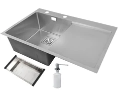 Nerūdijančio plieno plautuvė D6845H SATIN dešinė su sifonu