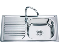 Nerūdijančio plieno plautuvė D8043P 800x435 0.6 kairė su sifonu