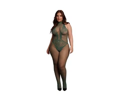 Obsessive Bodystocking Queen Size Lace &amp; Fishnet, Halter, XL-4XL