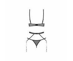 Obsessive Euridia 3-Piece Lingerie Set Juodas - Underwired Bra &amp; Garter Belt
