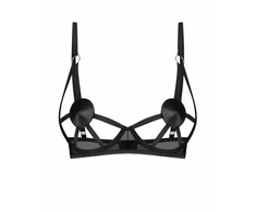 Obsessive Freedom Euridia Bra Juodas with Geometric Straps, Adjustable Fit