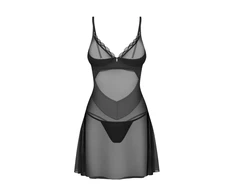 Obsessive Stelisa Set Juodas S/M - Sheer Chemise &amp; Thong, Adjustable Straps