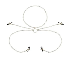 Ohmama Fetish OHMAMA Metal System - 4 Nipple Clamps with Chain Necklace, Nickel-Free