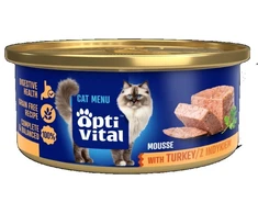 Maisto produktai - OptiVital Fluffy Mousse su kalakutiena 85g be glitimo