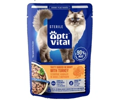 Maisto produktai - OptiVital šlapias kačių maistas su kalakutiena 85g