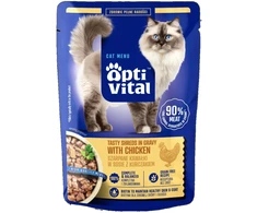 Maisto produktai - OptiVital skanūs gabaliukai padaže su vištiena 85g