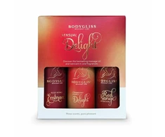 Orange BodyGliss Travel Edition 3-Pack - Raudona Oranžinis, Strawberry, Rosepetals